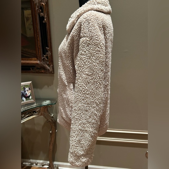 Burton Women’s Reversible Sherpa Fleece Puffer Jacket Gold & Cream Size Medium - Picture 4 of 11